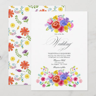 Invitación Diseño de boda de fiesta floral de acuarela vibran