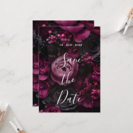 Invitación diseño de boda floral borgoña con vino rico