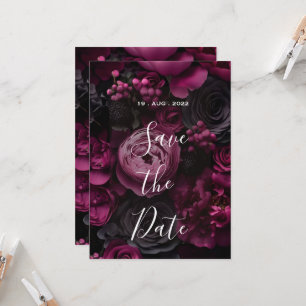 Invitación diseño de boda floral borgoña con vino rico