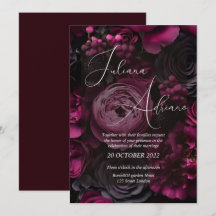 diseño de boda floral borgoña con vino rico