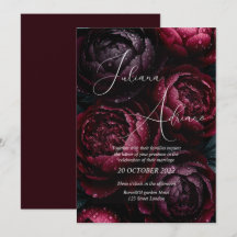 diseño de boda floral borgoña con vino rico
