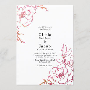 Invitación Diseño de Boda floral de flores