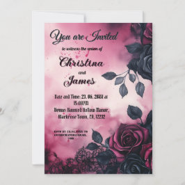 Invitación Diseño de Boda gótico: Rosas oscuros y encaje