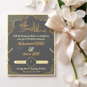 Invitación Diseño de boda musulmana árabe Nikah islámico