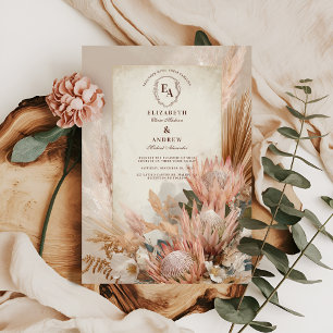 Invitación Diseño de Boda Rústico Boho Pampas