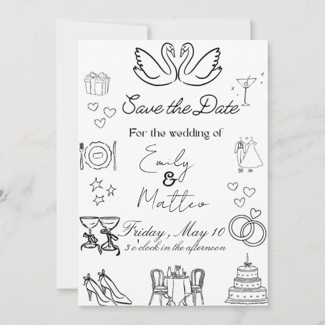 Invitación diseño de boda simple (Anverso)
