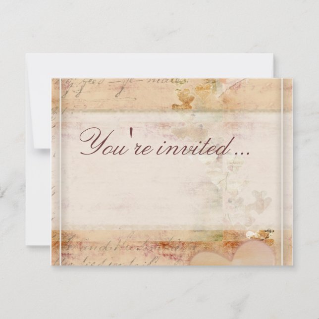 Invitación Diseño de boda vintage anticuado (Anverso)