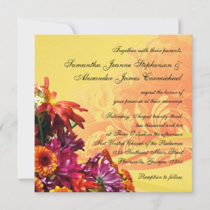 Invitación Diseño de Bouquet floral colorido Naranja/amarillo