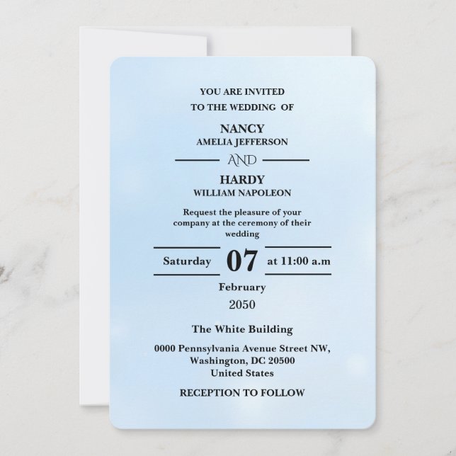 Invitación Diseño de brillo de escarcha azul hielo (Anverso)