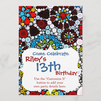Invitación Diseño de burbujas en los círculos de flores