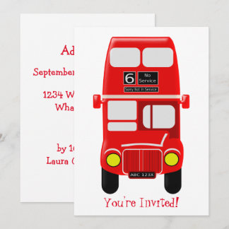 Invitación Diseño de bus de doble decúbito rojo personalizado