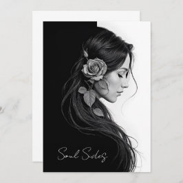 Invitación Diseño de cabello floral dramático y blanco inmadu