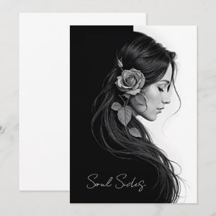 Invitación Diseño de cabello floral dramático y blanco inmadu