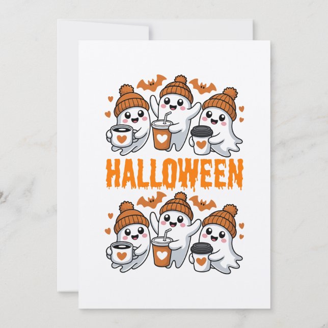 Invitación Diseño de café fantasma de Halloween (Reverso)