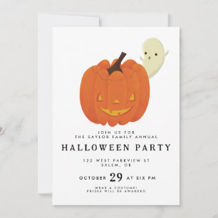 Invitación Diseño de calabaza y fantasma ilustrados lindos