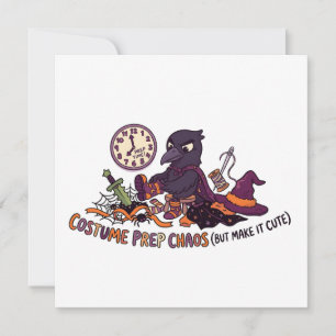 Invitación Diseño de caos divertido preparando disfraz de cue