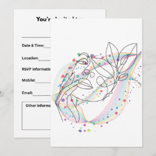 Invitación Diseño de cara de dibujo lineal simple diseño artí