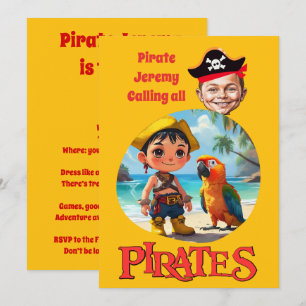 Invitación Diseño de caricatura pirata personalizada con play