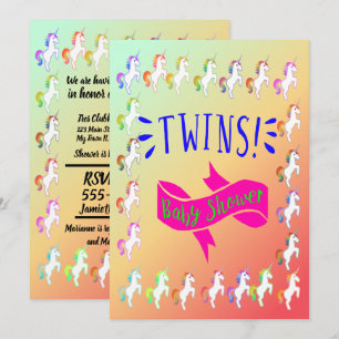 Invitación Diseño de Celebración de Gemelos de Borde de Unico