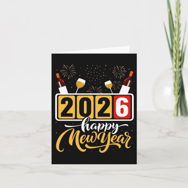 Invitación Diseño de celebración "Feliz Año Nuevo 2026"  (Anverso)