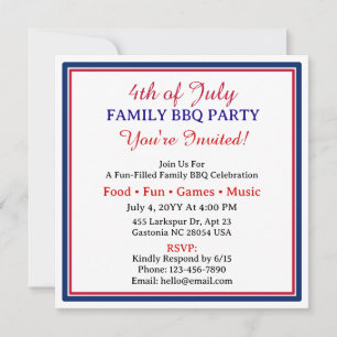 Invitación Diseño de Celebración Patriótica del 4 de Julio Fe