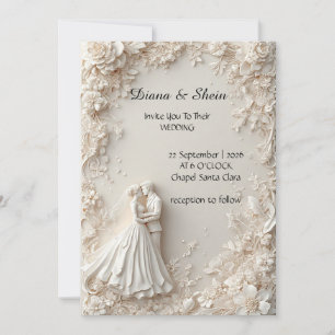 Invitación 🌿 Diseño de Ceremonia con Silueta de Marco Floral