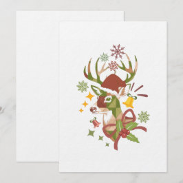 Invitación Diseño de Ciervo Colorido de Navidad