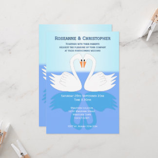 Invitación Diseño de cisnes para boda