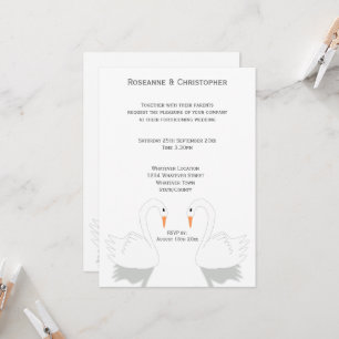 Invitación Diseño de cisnes para boda