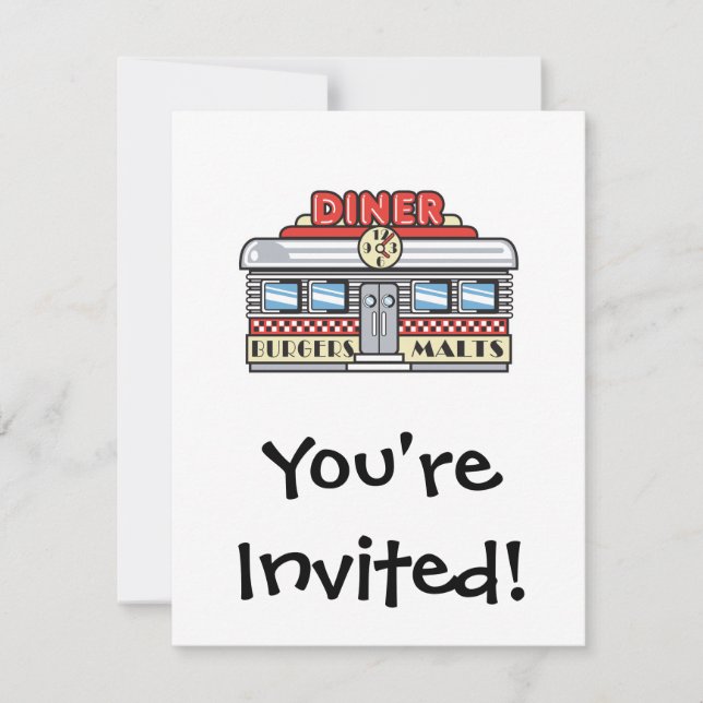 Invitación diseño de comedor retro (Anverso)