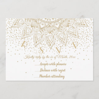 Invitación Diseño de confeti de mandala dorado elegante