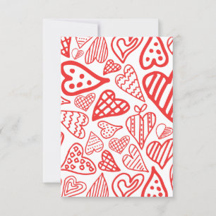 Invitación "Diseño de corazones dibujados a mano Brillante