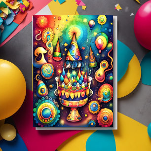 Invitación Diseño de cumpleaños abstracto de acuarela