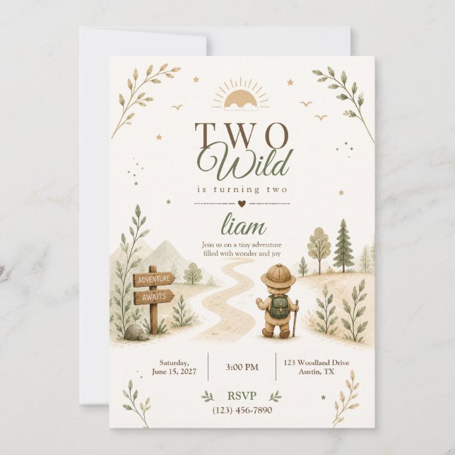 Invitación Diseño de cumpleaños de explorador boho salvaje do (Anverso)