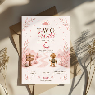 Invitación Diseño de cumpleaños de exploradora boho rosa salv
