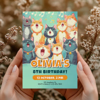 Diseño de cumpleaños de gatos cantantes divertidos