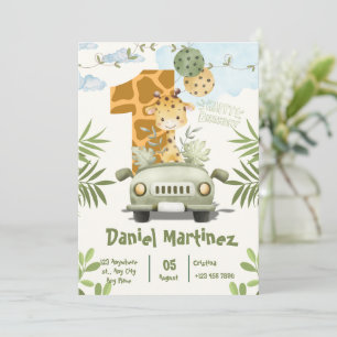 Invitación Diseño de cumpleaños para jirafa linda para el pri