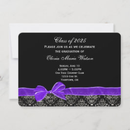 Invitación Diseño de damasco de graduación con arco violeta