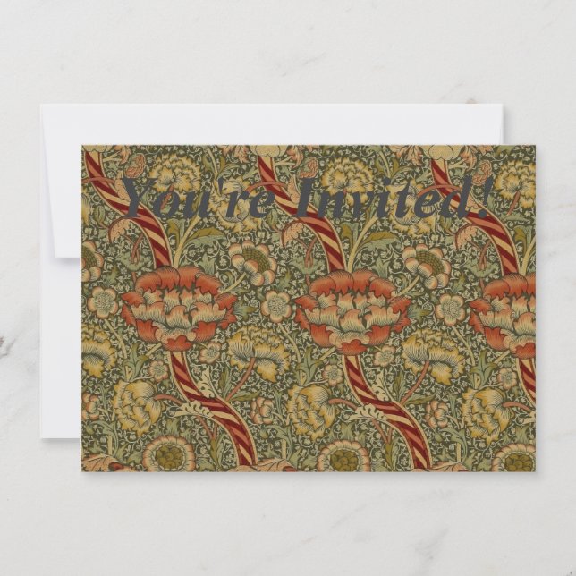 Invitación Diseño de damasco floral inglés de William Morris  (Anverso)