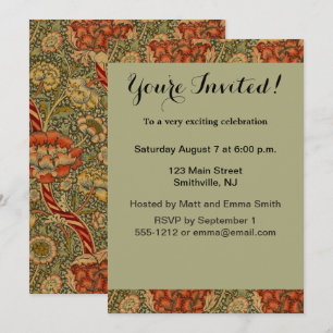 Invitación Diseño de damasco floral inglés de William Morris 
