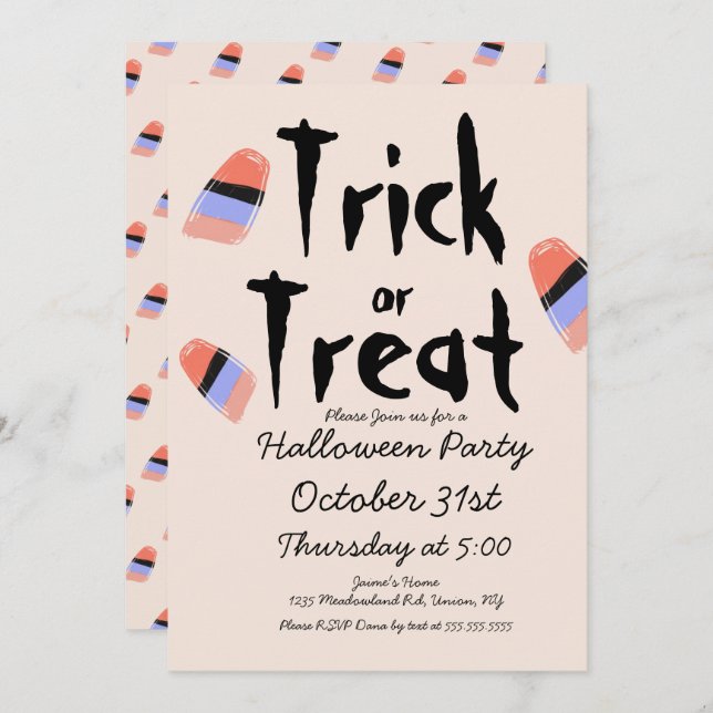 Invitación Diseño de doodle con vaina de maleza o truco (Anverso / Reverso)