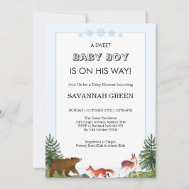 Invitación Diseño de ducha de bebé niño Bosque Encantador