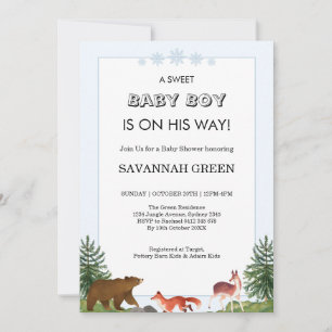 Invitación Diseño de ducha de bebé niño Bosque Encantador
