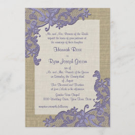 Invitación Diseño de encaje de campo vintage y morado de burl