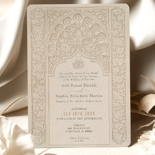 Invitación Diseño de encaje elegante con motivos islámicos pa