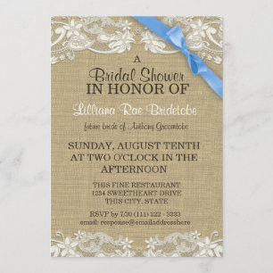 Invitación Diseño de encaje floral y ducha de novia de cinta