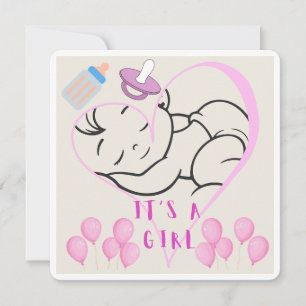 Invitación Diseño de 'Es una niña' para celebrar la llegada 