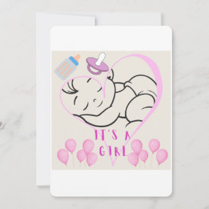Invitación Diseño de 'Es una niña' para celebrar su llegada 
