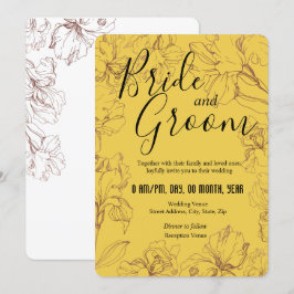 Invitación Diseño de esquema floral en Boda BG de mostaza ama