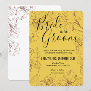 Invitación Diseño de esquema floral en Boda BG de mostaza ama